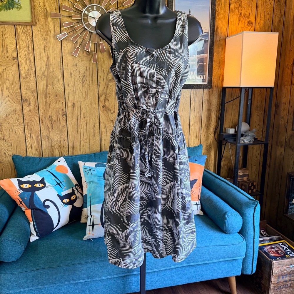 GAP 100% Cotton Palm Leaf Pattern Midi Dress